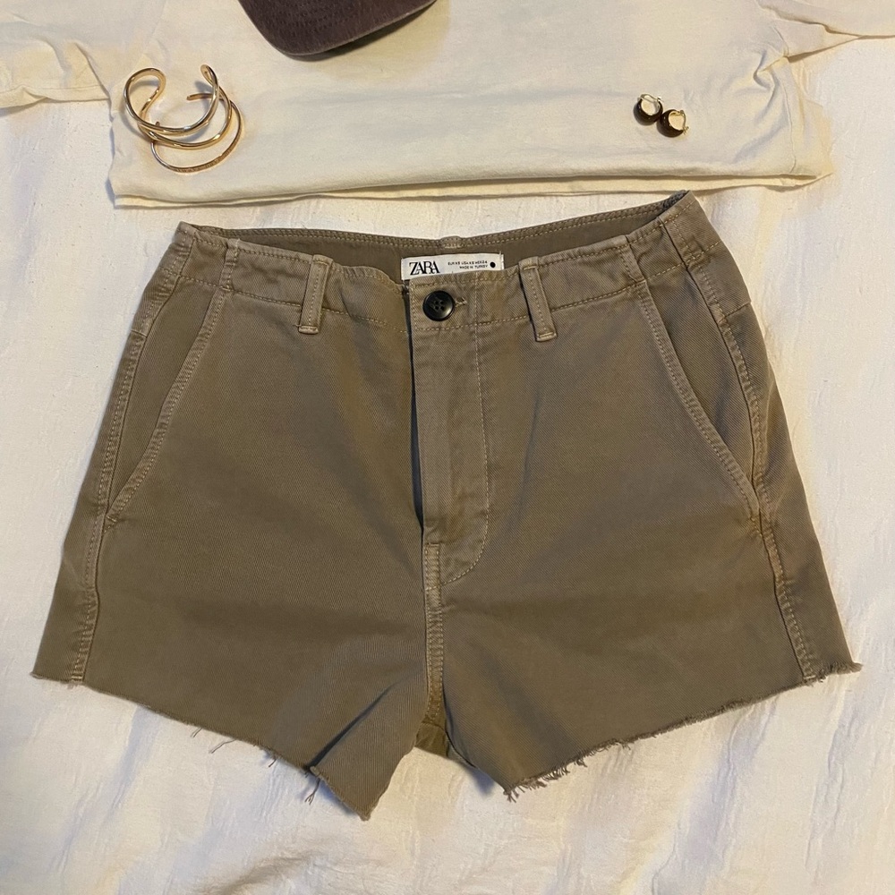 Zara Women's High Waist Brown Shorts